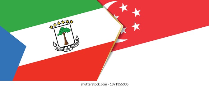 Banderas de Guinea Ecuatorial y Singapur, dos banderas vectoriales símbolo de relación o enfrentamiento.