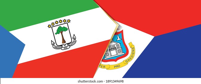Equatorial Guinea and Sint Maarten flags, two vector flags symbol of relationship or confrontation.