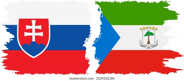 Equatorial Guinea and Slovakia grunge flags connection, vector