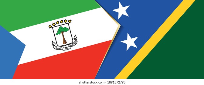 Equatorial Guinea and Solomon Islands flags, two vector flags symbol of relationship or confrontation.
