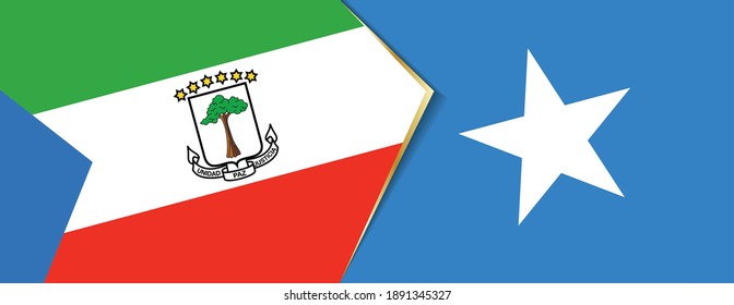 Banderas de Guinea Ecuatorial y Somalia, dos banderas vectoriales símbolo de relación o enfrentamiento.