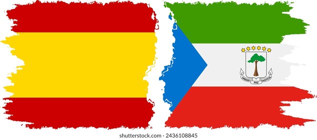 Equatorial Guinea and Spain grunge flags connection, vector
