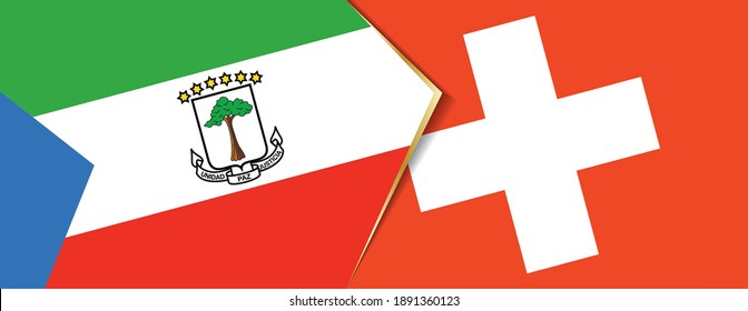 Banderas de Guinea Ecuatorial y Suiza, dos banderas vectoriales símbolo de relación o enfrentamiento.