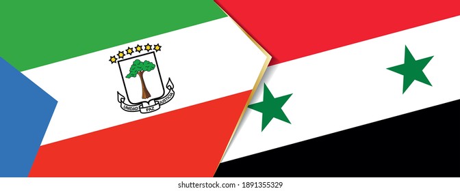 Äquatorialguinea und Syrien flaggen, zwei Vektorfahnen Symbol für Beziehung oder Konfrontation.