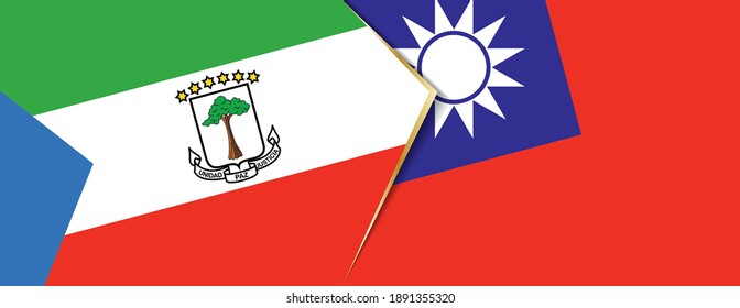 Equatorial Guinea and Taiwan flags, two vector flags symbol of relationship or confrontation.