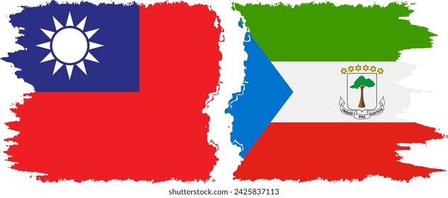 Guinea Ecuatorial y Taiwán grunge banderas de conexión, vector