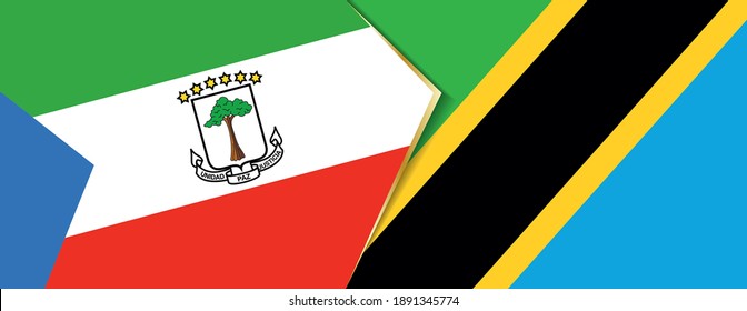 Äquatorialguinea und Tansania flaggen, zwei Vektorflaggen Symbol für Beziehung oder Konfrontation.