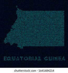 Equatorial Guinea tech map. Country symbol in digital style. Cyber map of Equatorial Guinea with country name. Artistic vector illustration.
