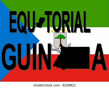 Texto da Guiné Equatorial com mapa na ilustração da bandeira