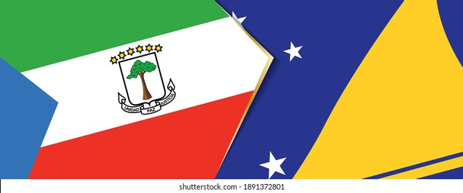 Equatorial Guinea and Tokelau flags, two vector flags symbol of relationship or confrontation.