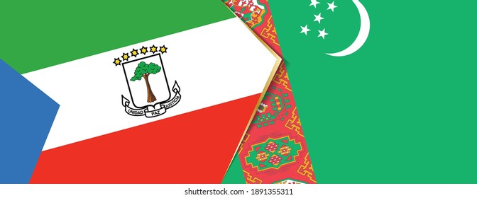 Equatorial Guinea and Turkmenistan flags, two vector flags symbol of relationship or confrontation.