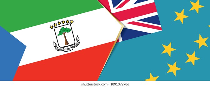 Equatorial Guinea and Tuvalu flags, two vector flags symbol of relationship or confrontation.