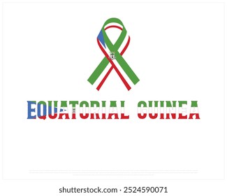 Guinea Ecuatorial Tipografía con bandera de cinta, Día Nacional, Día de la Independencia de Guinea Ecuatorial, Ilustración vectorial de la tipografía de Guinea Ecuatorial, Diseño de Vector tipográfico editable