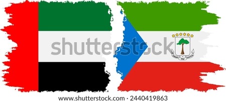 Equatorial Guinea and United Arab Emirates grunge flags connection, vector