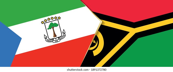 Equatorial Guinea and Vanuatu flags, two vector flags symbol of relationship or confrontation.