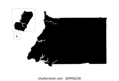 Equatorial Guinea vector map silhouette, 
 high detailed illustration isolated on white background. East Africa country.