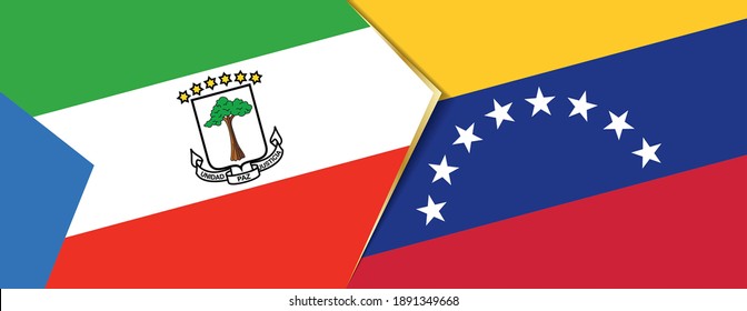 Equatorial Guinea and Venezuela flags, two vector flags symbol of relationship or confrontation.