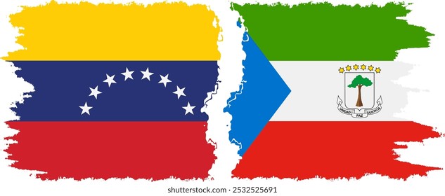 Equatorial Guinea and Venezuela grunge flags connection, vector