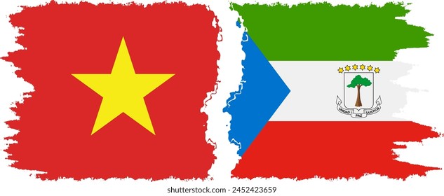 Equatorial Guinea and Vietnam grunge flags connection, vector