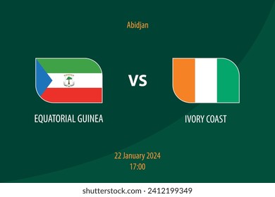 Equatorial Guinea vs Ivory Coast football scoreboard broadcast template for soccer africa tournament 2023