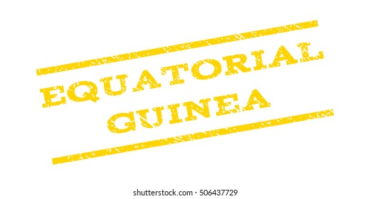 Equatorial Guinea watermark stamp. Text caption between parallel lines with grunge design style. Rubber seal stamp with unclean texture. Vector yellow color ink imprint on a white background.