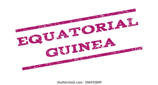 Equatorial Guinea watermark stamp. Text tag between parallel lines with grunge design style. Rubber seal stamp with dust texture. Vector purple color ink imprint on a white background.
