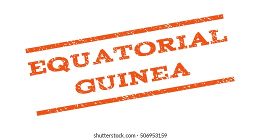 Equatorial Guinea watermark stamp. Text caption between parallel lines with grunge design style. Rubber seal stamp with dirty texture. Vector orange color ink imprint on a white background.
