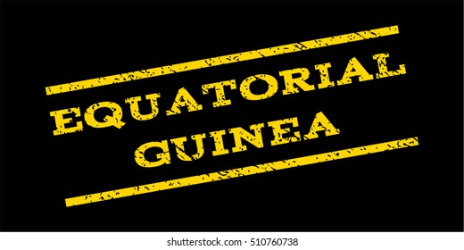 Equatorial Guinea watermark stamp. Text caption between parallel lines with grunge design style. Rubber seal stamp with dirty texture. Vector yellow color ink imprint on a blue background.