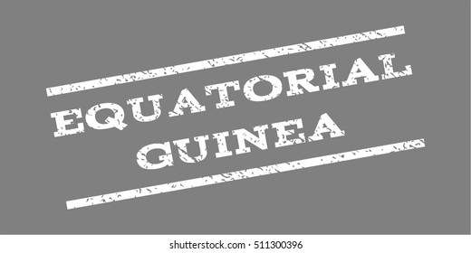 Equatorial Guinea watermark stamp. Text caption between parallel lines with grunge design style. Rubber seal stamp with unclean texture. Vector white color ink imprint on a gray background.