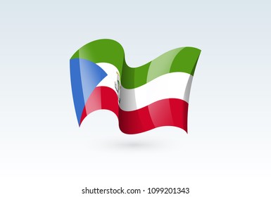 Equatorial Guinea waving flag vector icon, national symbol. Flag of Equatorial Guinea, fluttered in the wind - vector illustration isolated on white background.