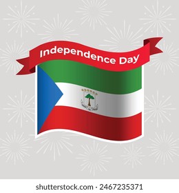 Equatorial Guinea Wavy Flag Independence Day Banner Background