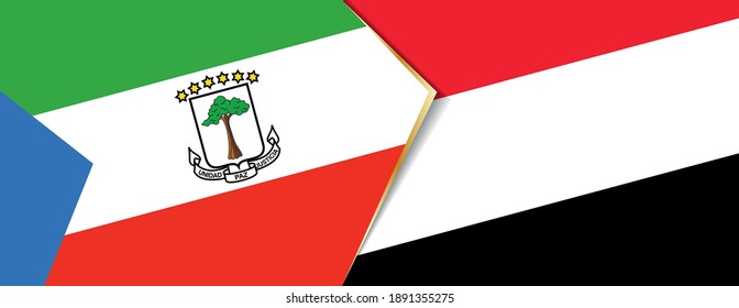 Equatorial Guinea and Yemen flags, two vector flags symbol of relationship or confrontation.