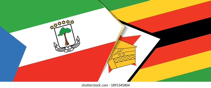 Equatorial Guinea and Zimbabwe flags, two vector flags symbol of relationship or confrontation.