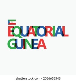 Equatorial Guinea's colorful typography with its vectorized national flag. African country RGB typography. No brands logo. Equatorial Guinea coat of arms.