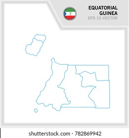 EquatorialGuinea map and flag in white background