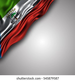 equatorial-guinean waving silky flag isolated on gray background, can be used in many topic like national day, equatorial-guinean independence day and any national and international  events