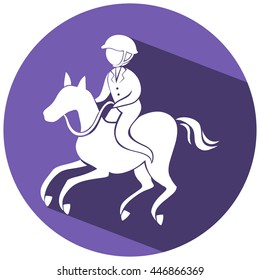 Equestrain icon on round badge illustration