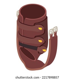 Equestrian ammunition icon isometric vector. Leather protection boot and girth icon. Horseback riding, hobby