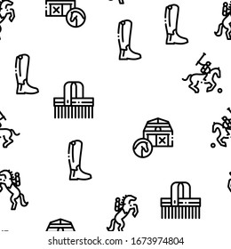 Equestrian Animal Seamless Pattern Vector Thin Line. Illustrations
