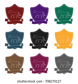 Equestrian blaze icon in black style isolated on white background. Hippodrome and horse symbol stock vector illustration.