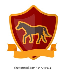 Equestrian blaze icon in cartoon style isolated on white background. Hippodrome and horse symbol stock vector illustration.