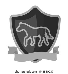 Equestrian blaze icon in monochrome style isolated on white background. Hippodrome and horse symbol stock vector illustration.