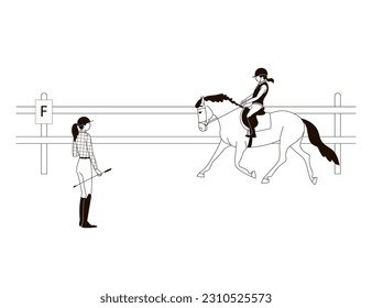 Equestrian club, coach trains a student on a pony