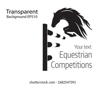 Equestrian competitions - vector illustration of jumping horse on transparent background - logo.