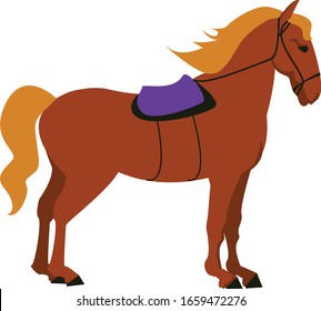 Equestrian, derby sport flat hand drawn color illustration. Stallion. Equestrianism. Racehorse hand drawn clipart. Horse racing competition.Professional jockeys, riders. Hippodrome, isolated. Vector 
