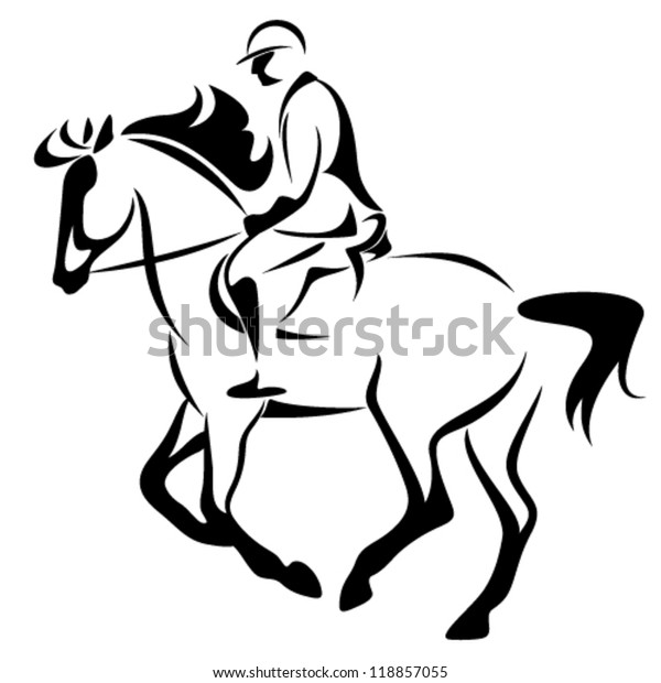 Equestrian Emblem Horse Riding Vector Illustration Stock Vector ...