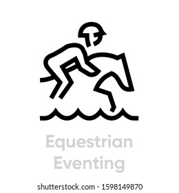 Equestrian Eventing sport icons. Editable stroke