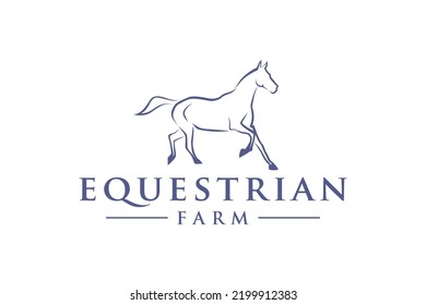 Equestrian horse back logo design riding running horses sport animal icon symbol