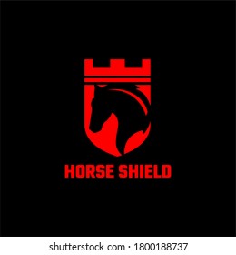 Equestrian Horse Mustang Shield Logo Template Vector