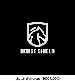 Equestrian Horse Mustang Shield Logo Template Vector